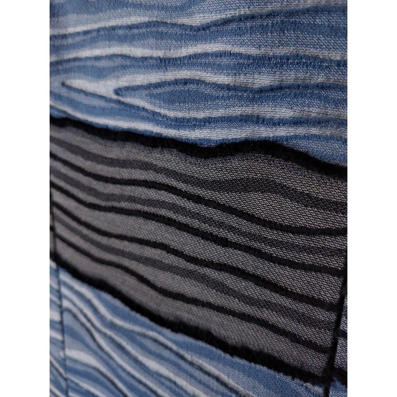 Piazza Sempione Blue Gray Striped Textured Embroidered Sleeveless Sheath Dress 6 - Picture 8 of 12